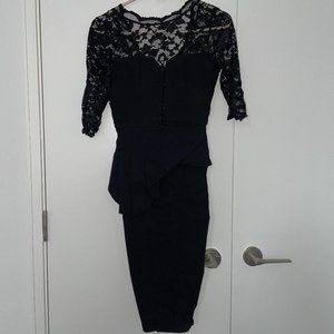 ASOS Black Peplum Lace Dress with V-Back